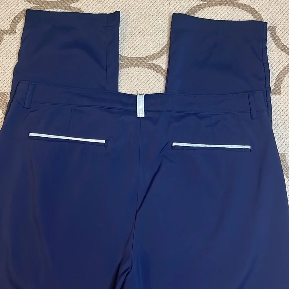 👤 Alfani blue hybrid flat front reflective back pockets pants, 34x30